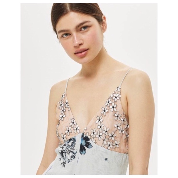 TOPSHOP EMBROIDERED AND FLORAL PRINT JUMPSUIT - Picture 2 of 6